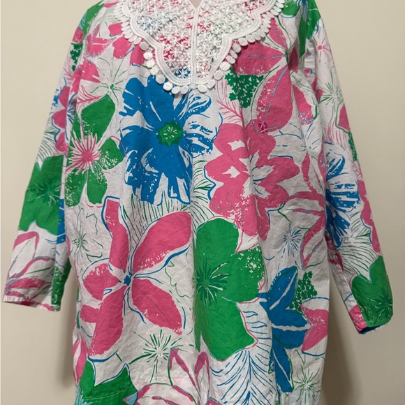 Talbots white with floral print tunic in size 2X - Picture 2 of 10